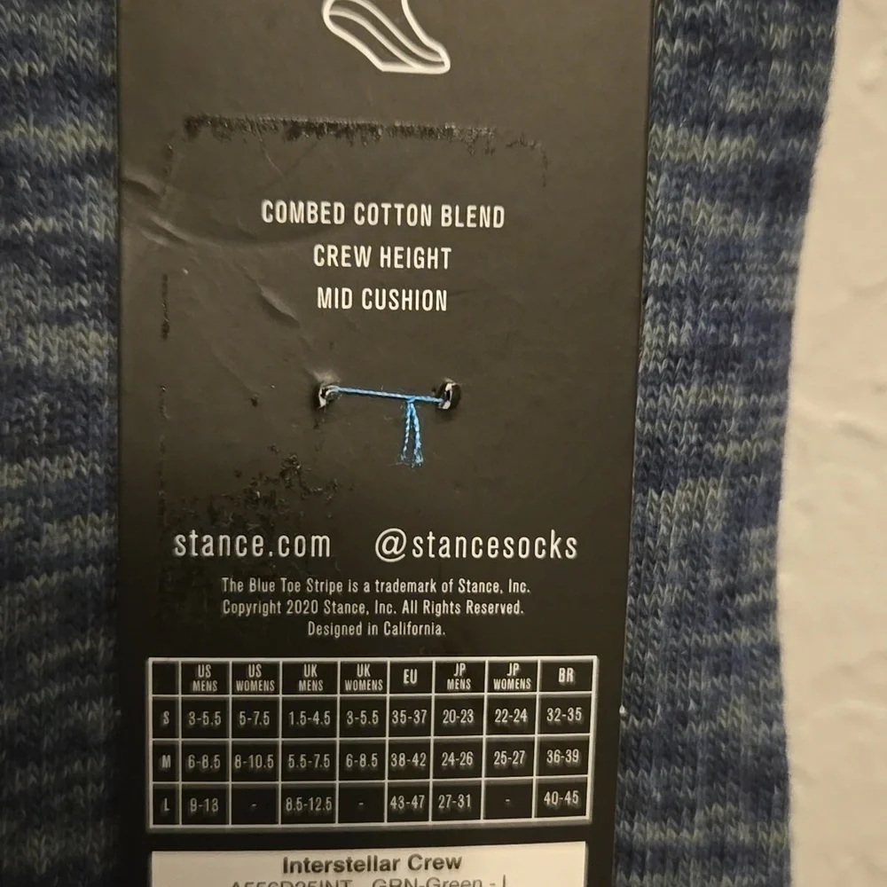 Stance Casual Navy Interstellar Socks, Mens L 9-13, Cotton Blend, Crew